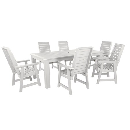 Highwood Usa Weatherly 7pc Rectangular Outdoor Patio Furniture Dining Set 84 x 42 AD-ST7WL1CO5AA-WHE